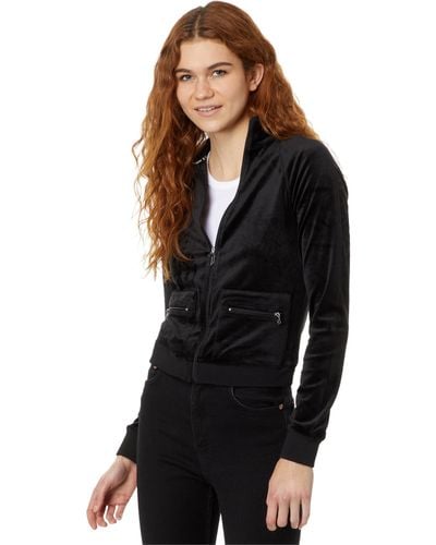 Juicy Couture Heritage Mock Neck Track Jacket With Back Graphic - Black