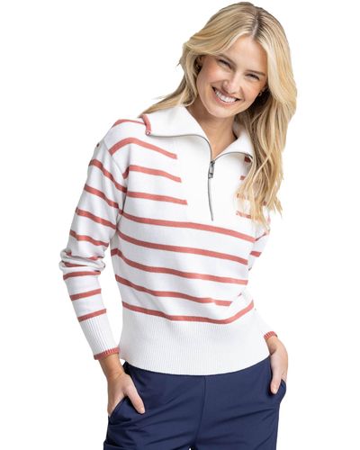 Southern Tide Maizy 1/4 Zip Sweater - White