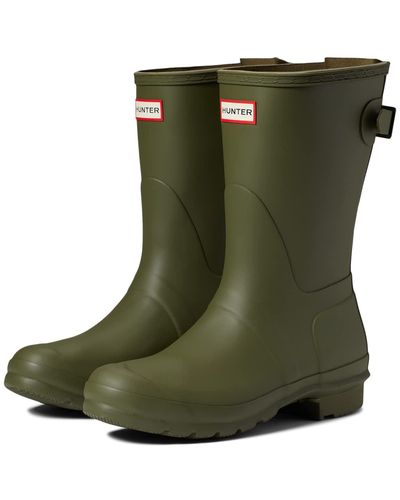 HUNTER Original Short Back Adjustable Rain Boots - Green