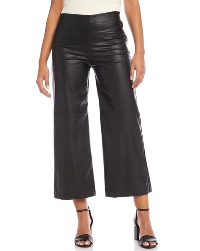 Karen Kane Plus Size Cropped Faux Leather Pants - Black