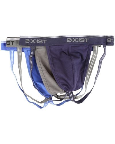 2xist 2(x)ist 3-pack Stretch Jock Strap (eclipse/lead/dazzling Blue) Underwear - Multicolor