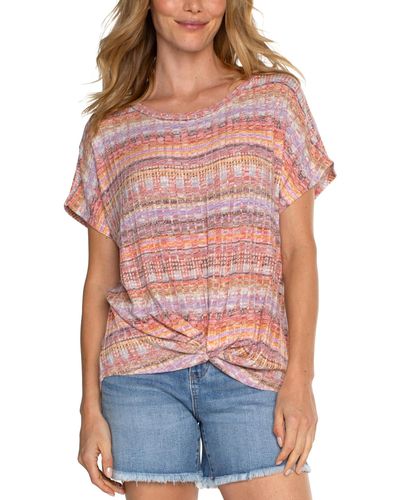 Liverpool Los Angeles Crew Neck Dolman With Twisted Front Detail - Pink
