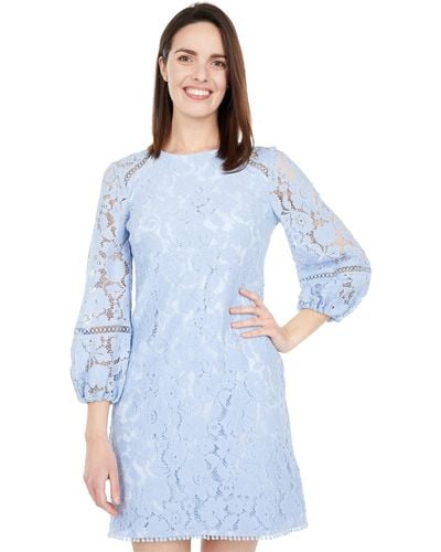Vince Camuto Lace T Body With Balloon Sleeve And Trim Details - Blue