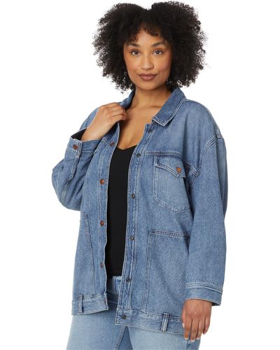 Madewell The Plus Oversized Trucker Jean Jacket In Sentell Wash: Snap-front Edition - Blue