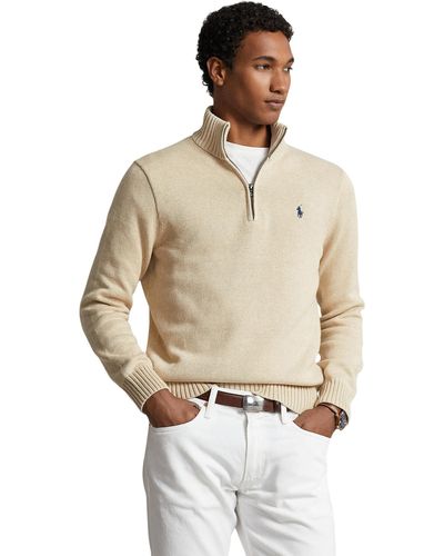 Polo Ralph Lauren Cotton 1/4 Zip Sweater - Natural