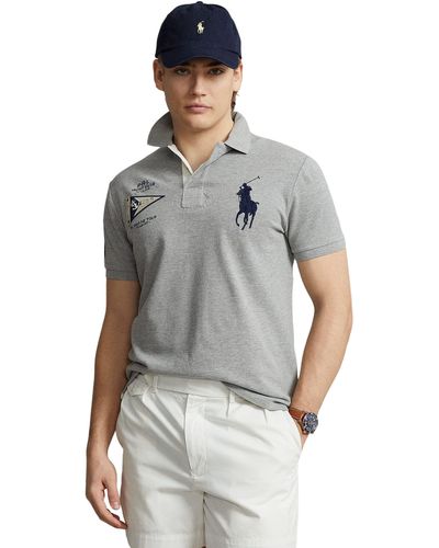 Polo Ralph Lauren Classic Fit Big Pony Mesh Polo Shirt - Gray