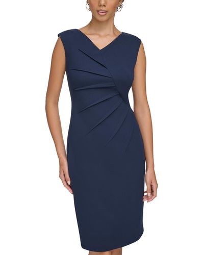Calvin Klein Starburst Short Sheath Scuba Crepe Dress - Blue