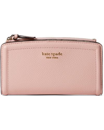 Kate Spade Knott Pebbled Leather Zip Slim Wallet - Orange