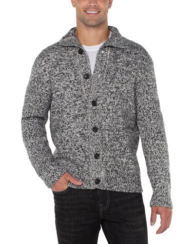 Liverpool Los Angeles Button Cardigan Sweater - Gray