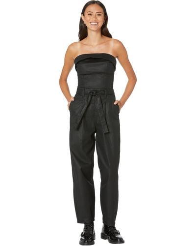 7 For All Mankind Coated Balloon Leg Jumpsuit In Rabbit Hole - Black