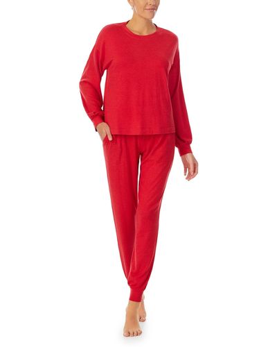 Sanctuary Long Sleeve Popover And Sweatpants Pj Set - Red