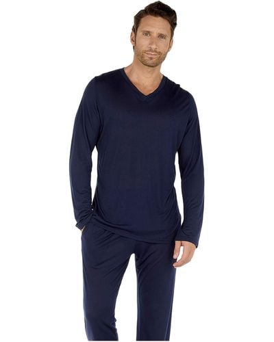 Hom Cocooning Modal Long Sleeve Shirt - Blue