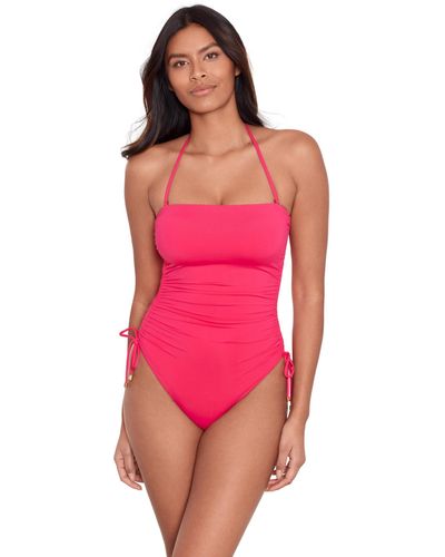 Lauren by Ralph Lauren Beach Club Solids Ruched Strapless One Piece - Pink