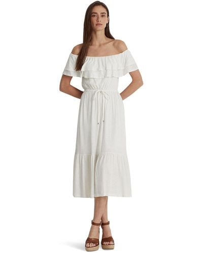 Lauren by Ralph Lauren Petite Jersey Off-the-shoulder Dress - White