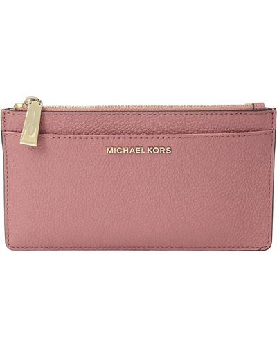 MICHAEL Michael Kors Large Slim Card Case (pearl Grey) Credit Card Wallet - Pink