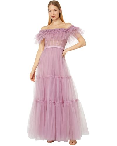 BCBGMAXAZRIA Off-the-shoulder Tulle Evening Gown - Purple