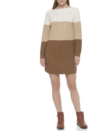 Tommy Hilfiger Color-block Cable Dress - Brown