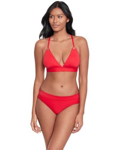 Lauren by Ralph Lauren Beach Club Solids Toggle V Neck Bikini Top - Red