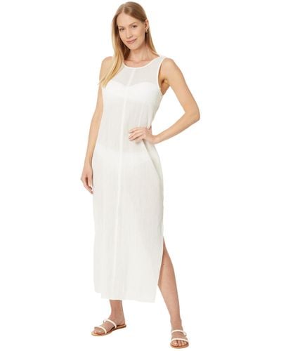 Madewell Crinkle Cotton Sleeveless Open-back Midi Dress - White
