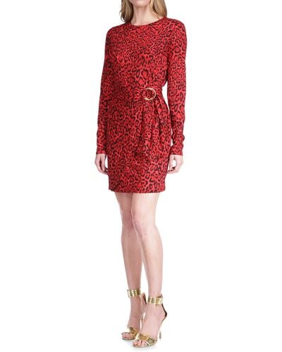 MICHAEL Michael Kors Long Sleeve Wrap T-shirt Dress - Red