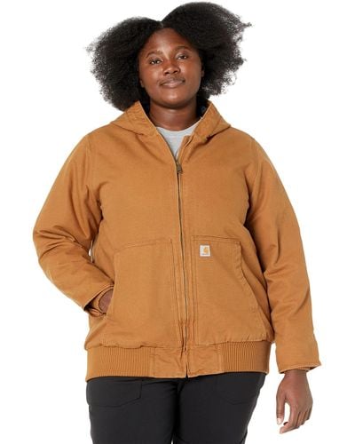Carhartt Plus Size Wj130 Washed Duck Active Jacket - Brown