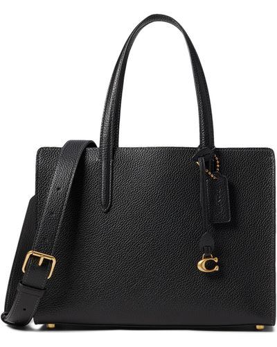 COACH Polished Pebble Leather Carter Carryall 28 - Black