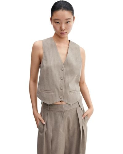 Mango Pinstripe Waistcoat in Natural | Lyst