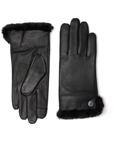 Lauren by Ralph Lauren Faux Fur Lined Leather Touch Gloves - Black