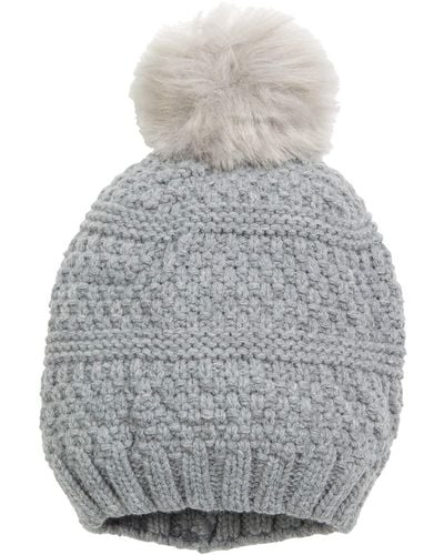 San Diego Hat Knit Beanie W/ Faux Fur Pom - Gray