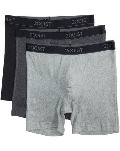 2xist 2(x)ist Essential Cotton 3-pack Boxer Brief (black/grey Heather/charcoal Heather) Underwear - Gray