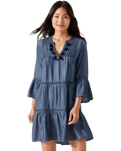 Tommy Bahama Embroidered Tier Dress - Blue