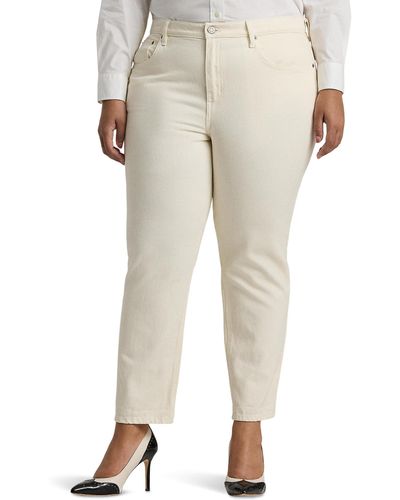 Lauren by Ralph Lauren Plus-size Relaxed Tapered Ankle Jeans - Natural