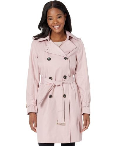 MICHAEL Michael Kors Belted Double Breasted Trench M724660a74 - Pink