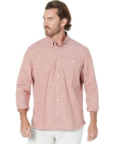 L.L. Bean Comfort Stretch Chambray Shirt Long Sleeve Traditional Fit - Pink