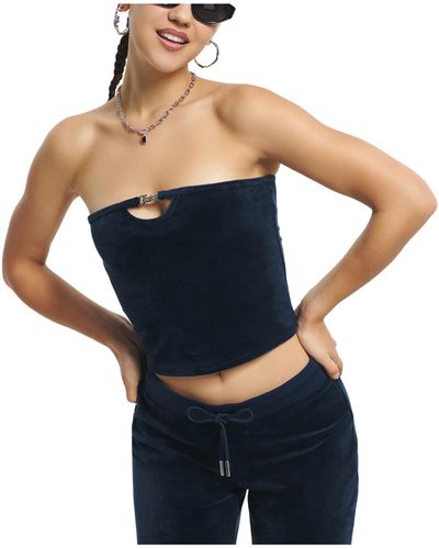 Juicy Couture Solid Long Tube Top With Hardware - Blue