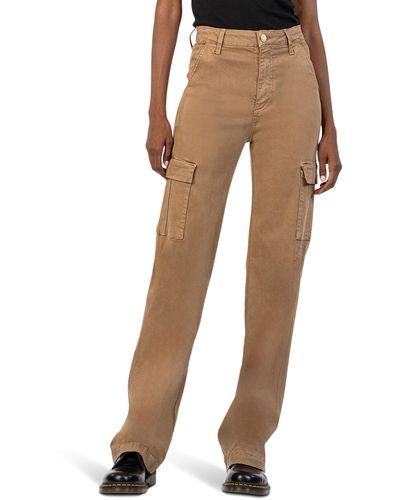Kut From The Kloth Miller High-rise-wide Leg Pant W/ Cargo Pockets In Camel - Natural