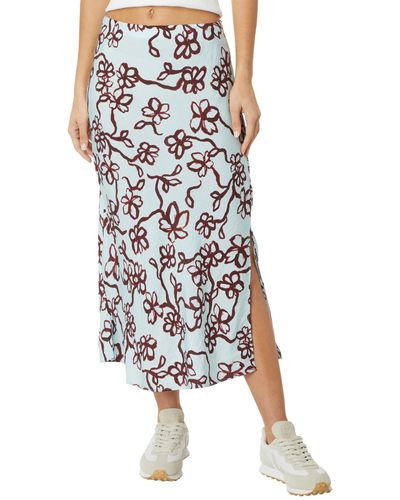 Madewell The Layton Midi Slip Skirt In Floral - White