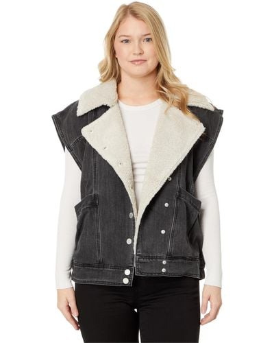 Blank NYC Denim And Sherpa Oversized Vest In All Nighter - Black
