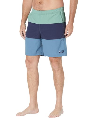 L.L. Bean 8 Classic Supplex Sport Color-block Shorts - Blue