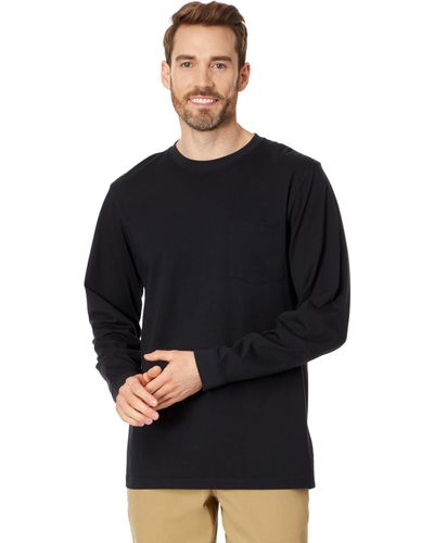 L.L. Bean Carefree Unshrinkable Tee With Pocket Long Sleeve - Tall - Black