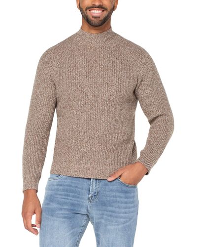 Liverpool Los Angeles Shaker Stitch Mock Neck Sweater - Gray