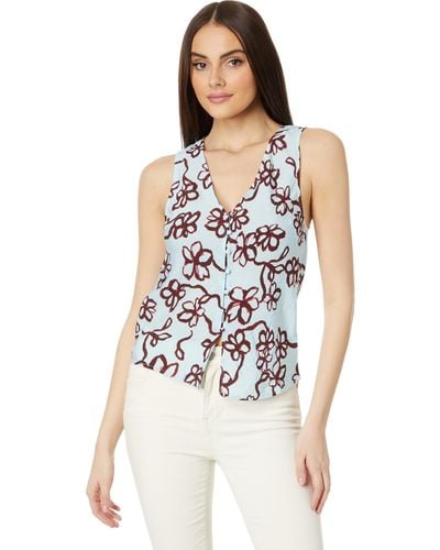 Madewell Cutaway Vest Top In Floral - Blue