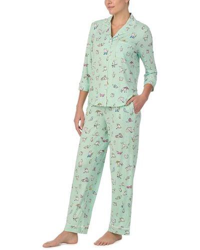 Kate Spade Long 3/4 Sleeve Pj Set - Green