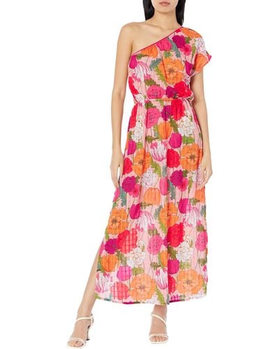 Trina Turk Sunny Bloom One Shoulder Maxi - Red