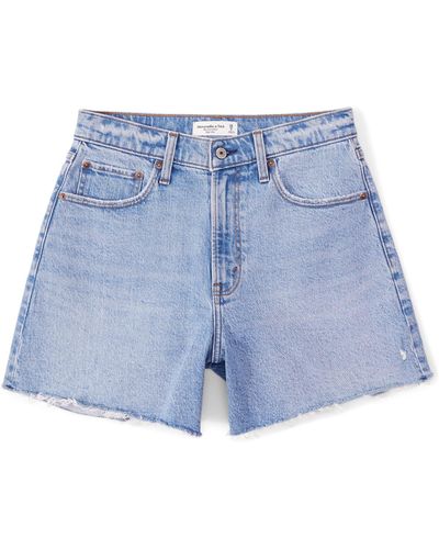 Abercrombie & Fitch Curve Love High Rise Dad Short - Blue