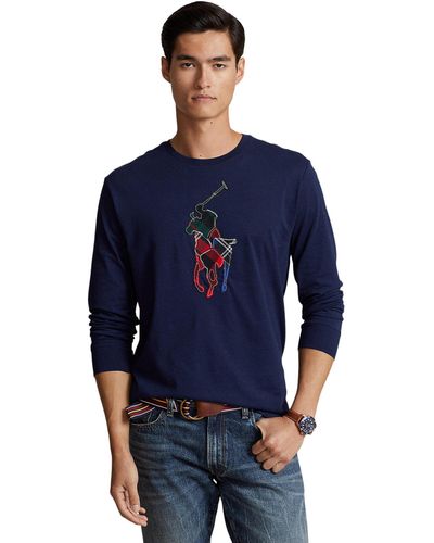 Polo Ralph Lauren Classic Fit Plaid Pony Jersey T-shirt - Blue