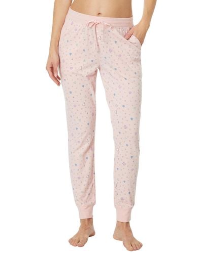 Life Is Good. Scattered Hearts Pattern Snuggle Up Sleep Sweatpants - Pink