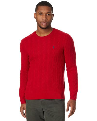 Polo Ralph Lauren Cable-knit Wool-cashmere Sweater - Red