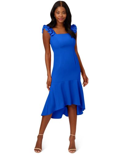 Adrianna Papell Satin Crepe High-low Dress - Blue