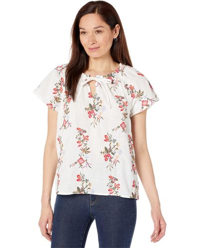 Dylan By True Grit Paradise Embroidered Blouse - White